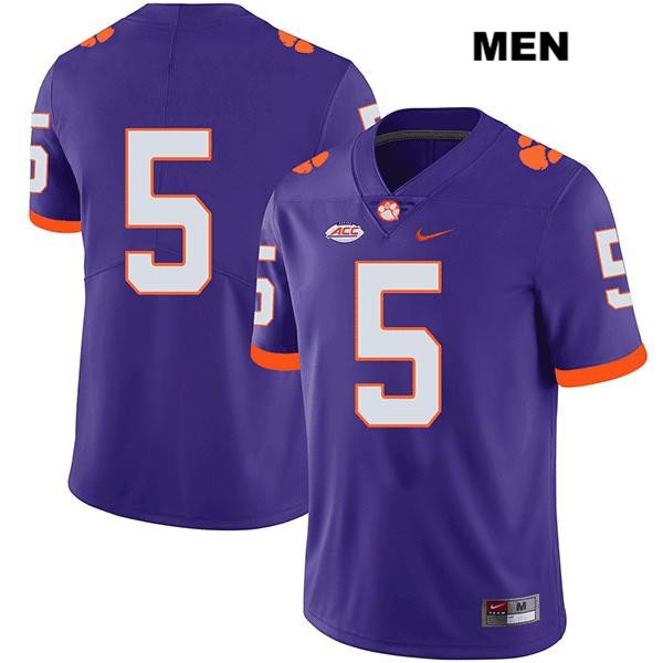 Men's Clemson Tigers #5 Tee Higgins Stitched Purple Legend Authentic Nike No Name NCAA College Football Jersey CEH6646SK